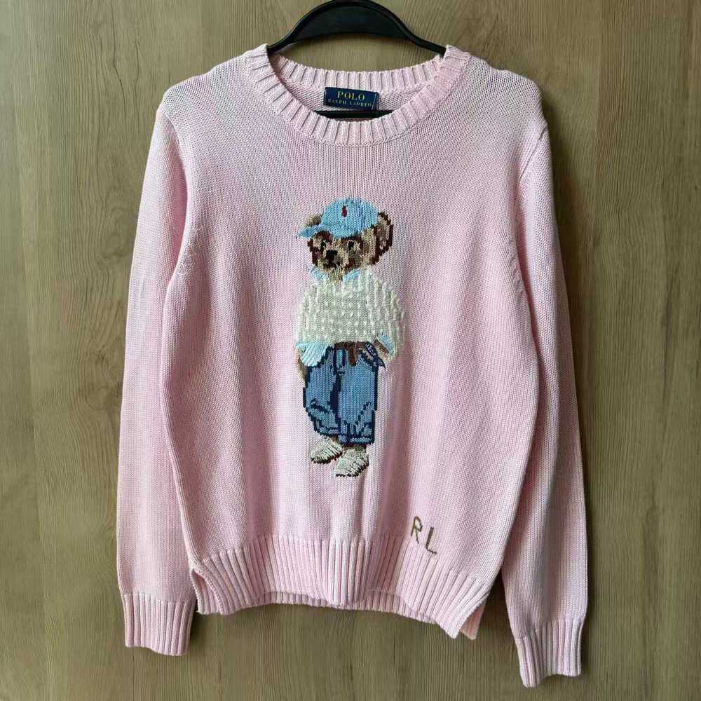 POLO RALPH LAUREN Pink Bear Embroidered Crewneck Sweater - Picture 2 of 7